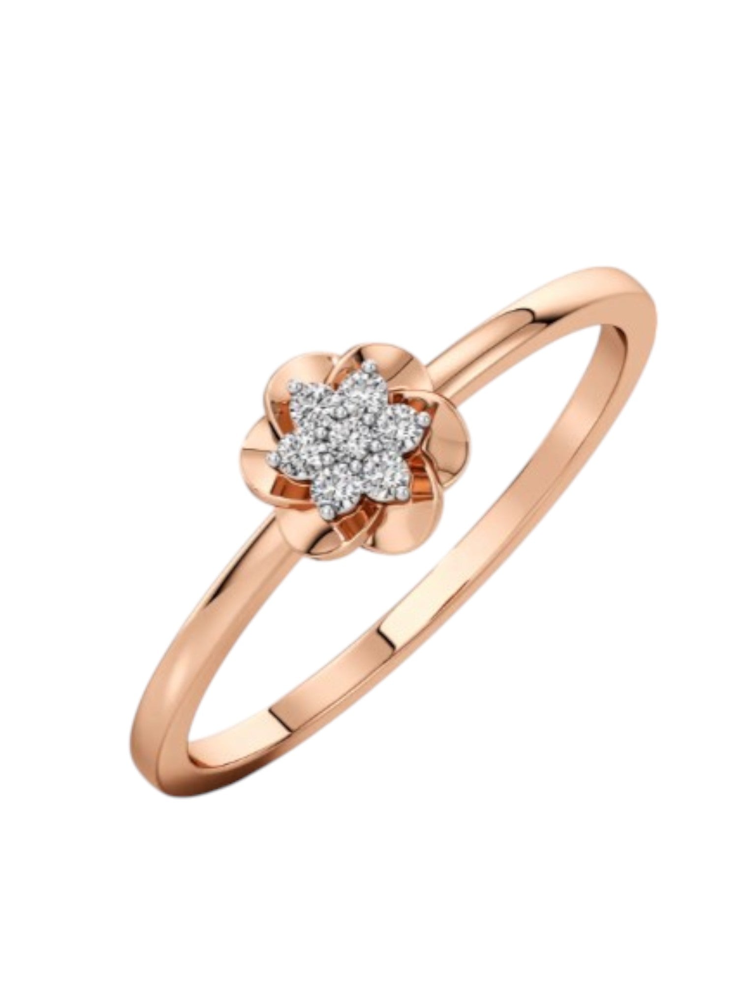 Floral 925 Sterling Silver Rose Gold Plated CZ Stone Light Weight Ring For Women By Kesardeep